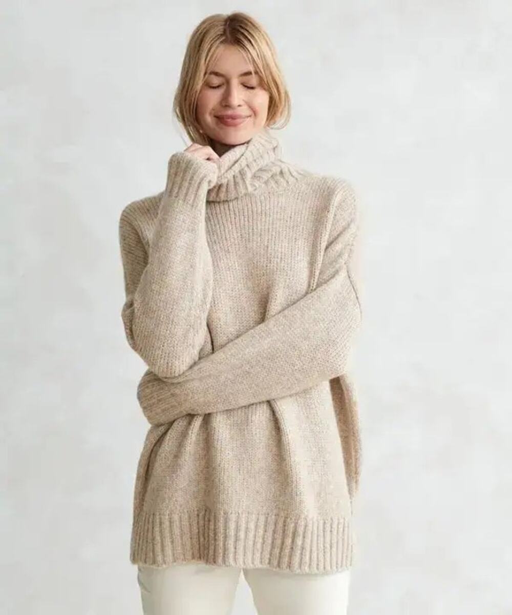 Jenni Kayne Cocoon Turtleneck Alpaca Wool S Oatmeal Beige Quiet Luxury Ribbed